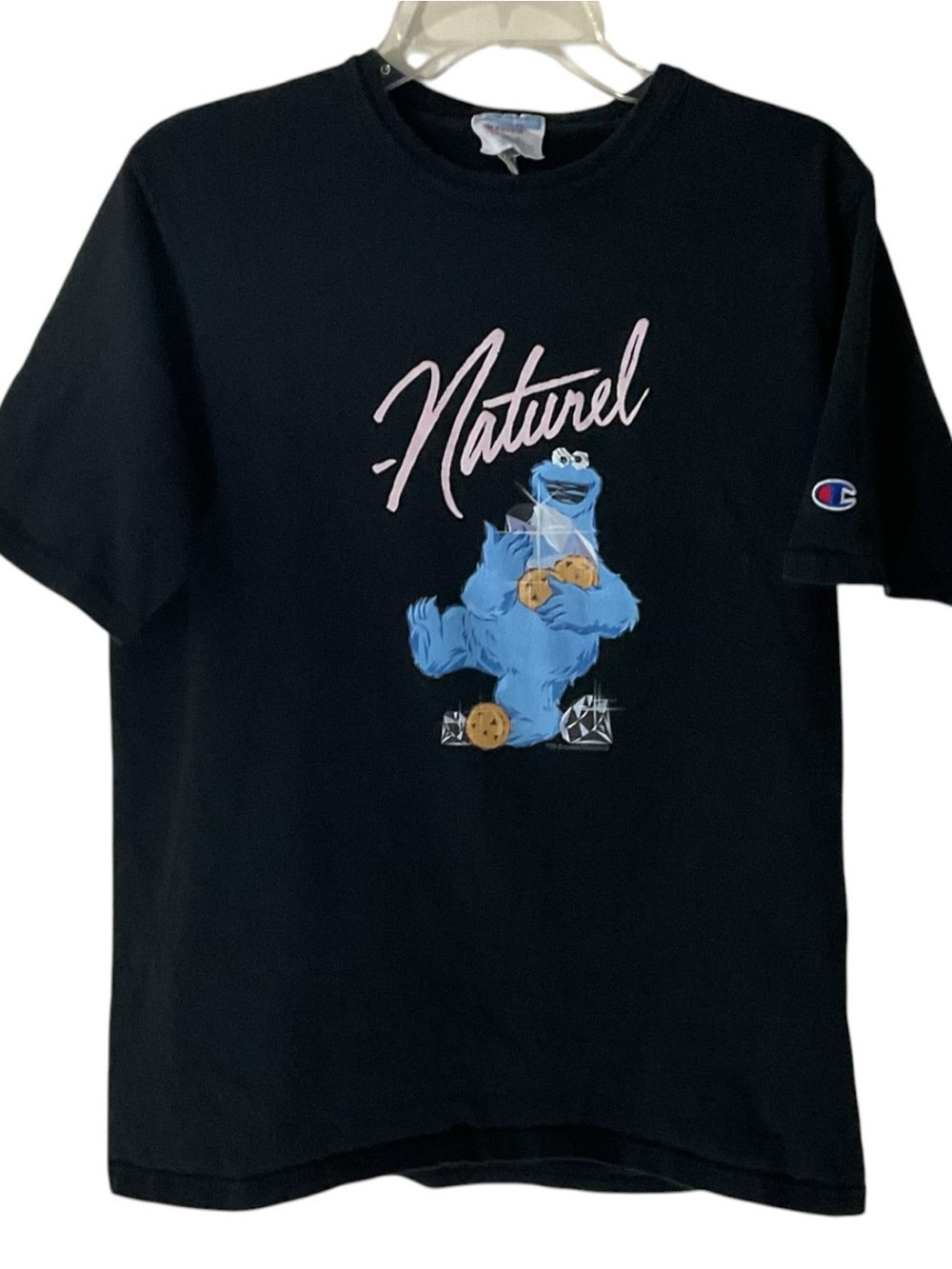 Champion Cookie Monster “Naturel” Graphic T-Shirt Black Men’s M Sesame Street - Picture 4 of 6